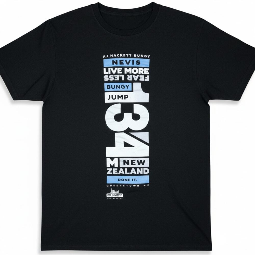 AJ Hackett Bungy New Zealand Mens T-Shirt Size XL Black Slim Fit Cotton Casual